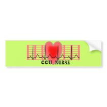 CCU Nurse Gift Ekg paper and Heart Design Bumper Stickers
