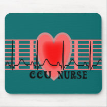 CCU Nurse Gift Ekg paper and Heart Design Mousepads