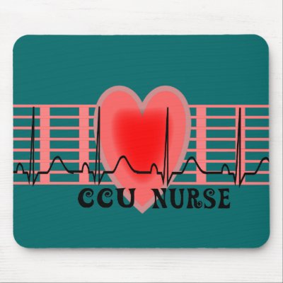 CCU Nurse Gift Ekg paper and Heart Design Mousepads by ProfessionalDesigns