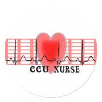 CCU Nurse Gift Ekg paper and Heart Design Round Stickers