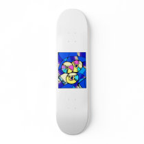 CD record image against blue stained glass back Skate Board Deck