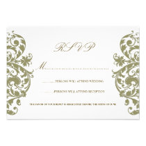 Cedar Damask Wedding RSVP Cards invitations