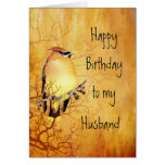 Cedar Waxwing Bird Best Husband Birthday Greeting Card