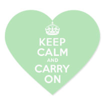Celadon Keep Calm and Carry On Heart Stickers