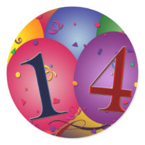 Celebrate 14th Birthday Round Sticker