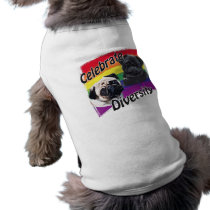 Celebrate Diversity Black and Fawn Pug Doggie Tshirt