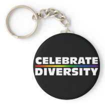 Celebrate Diversity Black Keychain