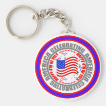 Celebrating America Happy 4th of July Keychain