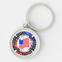 Celebrating America Happy 4th of July Keychain
