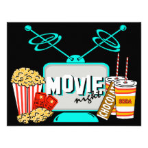 Célébration de fête d'anniversaire de soirée ciném invitation personnalisée