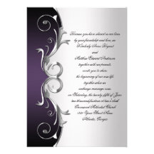 Célébration noire pourpre fleurie de noces d'argen invitations personnalisées