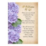 Celebration of life Invitation hydrangea