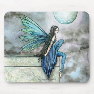 Celestial Blue Fairy Art Mousepad by robmolily