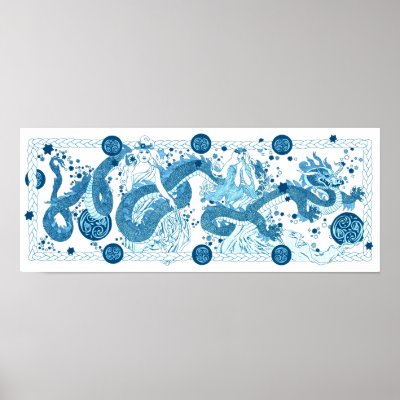 Celestial Dragon Tale Print by redqueenself