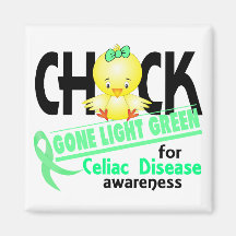 Celiac Disease Chick Gone Light Green 2 Fridge Magnets