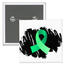 Celiac Disease Light Green Ribbon With Scribble Pinback Buttons