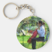 Cellist in the Garden Keychains