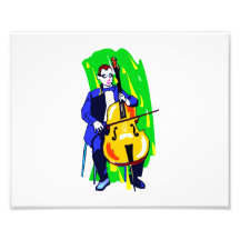 Cello Bass Orchestra Player Blue Suit Seated Photographic Print