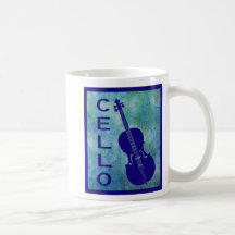 Cello on a Field of Blue Coffee Mugs