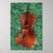Cello On Green Posters