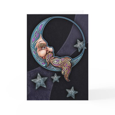 Celtic Art Moon Face Greeting Card by Ars_Celtica