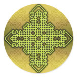 Celtic Cross 10 Gold Round Sticker