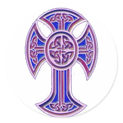 Celtic Cross 2 Purple Sticker by fstasu60