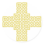 Celtic Cross 6 Gold Round Sticker