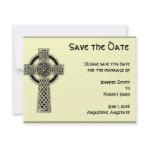 Celtic Cross Black and Mythic Ivory Invitations