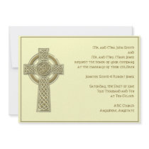 Celtic Cross in Harvest Gold and Mythic Ivory Personalized Invites