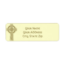 Celtic Cross in Harvest Gold and Mythic Ivory Wine Return Address Label