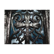 Celtic cross in heart Cemetery crypt door Post Card