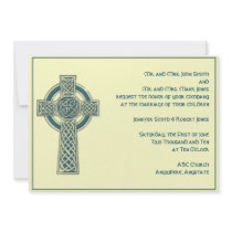 Celtic Cross in Teal and Mythic Ivory Personalized Invites