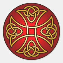 Celtic cross round sticker