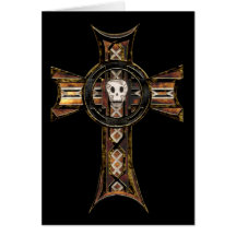 Celtic Cross & Skull (Gold) Greeting Card