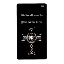 Celtic Cross & Skull (Silver) (Bookplate) Shipping Labels