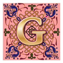 Celtic Design Letter G Personalized Invitation