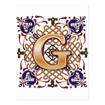 Celtic Design Letter G Post Card