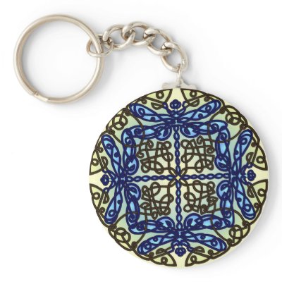 Celtic Dragonflies Blue Keychains by ravensdaughter