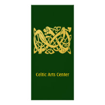 Celtic Golden Snake Dark Green Business Rackcard Rack Card Design