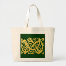 Celtic Golden Snake on Arts Crafts Jumbo Tote Canvas Bag