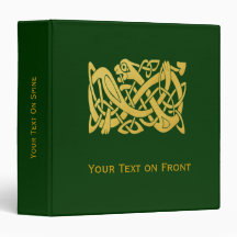 Celtic Golden Snake on Dark Green 1.5" Binder
