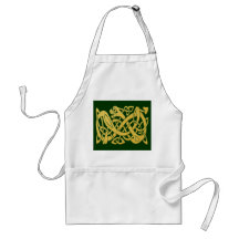 Celtic Golden Snake on Dark Green Chef Cook Apron