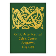 Celtic Golden Snake on Dark Green Event Personalized Invite