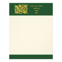 Celtic Golden Snake on Dark Green Letterhead
