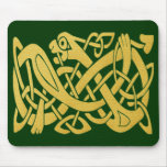 Celtic Golden Snake on Dark Green Mousepad