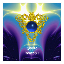 CELTIC HEART,  bright blue,purple violet Custom Invites