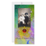 CELTIC HEART IN VIOLET,GREEN ,YELLOW GOLD SPARKLES PHOTO CARDS