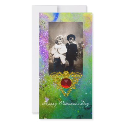 CELTIC HEART IN VIOLET,GREEN ,YELLOW GOLD SPARKLES PHOTO GREETING CARD by bulgan_lumini