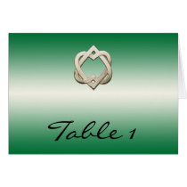 Celtic Hearts on Green Gradient Table Number Cards